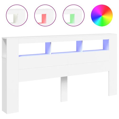 Tête De Lit LED Blanc 200x18,5x103,5 Cm Bois Contreplaqué