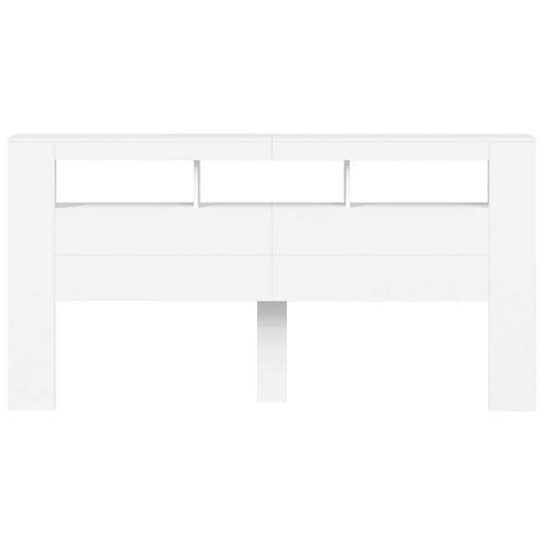Tête De Lit LED Blanc 200x18,5x103,5 Cm Bois Contreplaqué