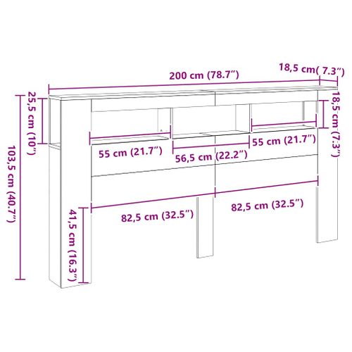 Tête De Lit LED Blanc 200x18,5x103,5 Cm Bois Contreplaqué