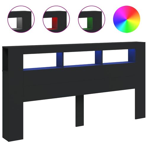 Tête De Lit à LED Noir 200x18,5x103,5 Cm Bois Contreplaqué