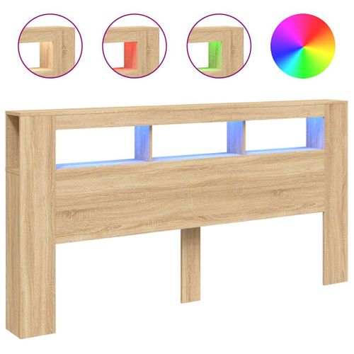 Tête De Lit LED Sonoma Chêne 200x18,5x103,5 Cm Bois Contreplaqué