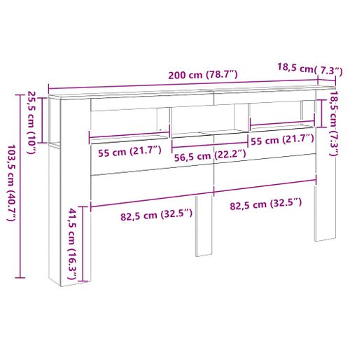 Tête De Lit LED Sonoma Chêne 200x18,5x103,5 Cm Bois Contreplaqué