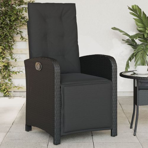 Chaises Inclinables De Jardin Lot De 2 Repose-pied Noir Rotin