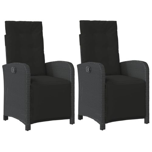 Chaises Inclinables De Jardin Lot De 2 Repose-pied Noir Rotin