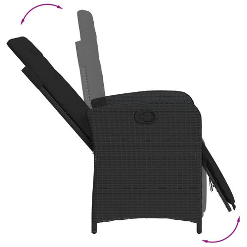 Chaises Inclinables De Jardin Lot De 2 Repose-pied Noir Rotin