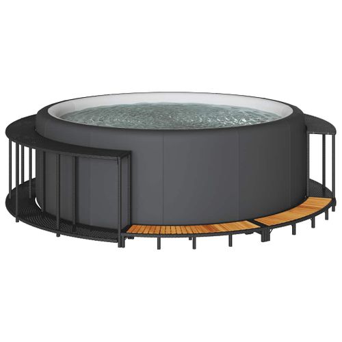 Contour Spa Rangement Et Marche Noir Résine Tressée