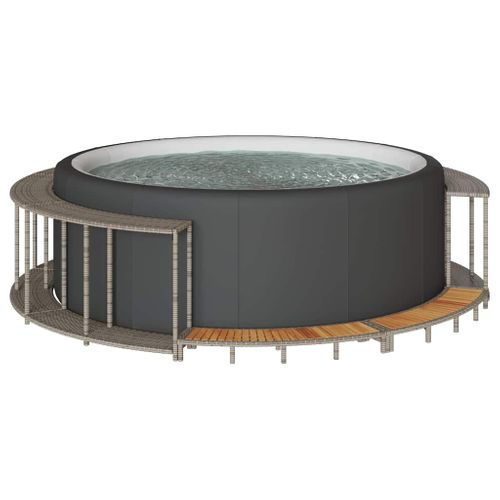 Contour Spa Rangement Et Marche Gris Résine Tressée