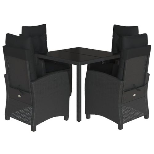 Ensemble à Manger De Jardin Coussins 5pcs Noir Résine Tressée