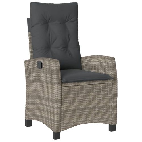 Ensemble à Manger De Jardin Et Coussins 7 PCs Gris Rotin