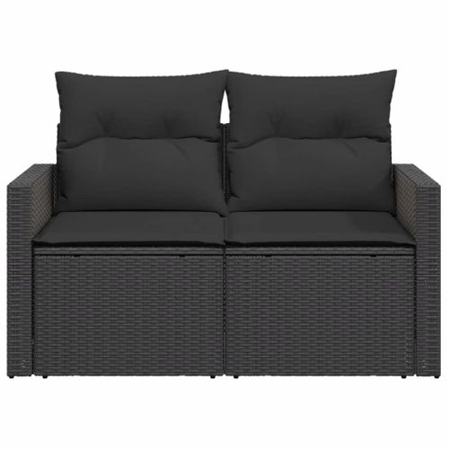 Canapé De Jardin Avec Coussins 2 Places En Polyrotin Noir