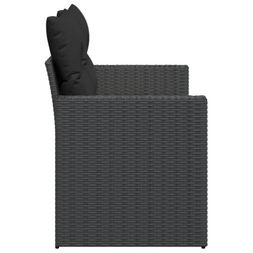 Canapé De Jardin Avec Coussins 2 Places En Polyrotin Noir