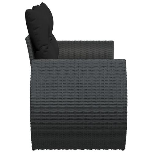 Canapé De Jardin Avec Coussins 2 Places Noir Résine Tressée