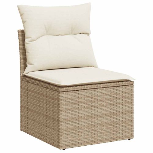 Canapé De Jardin Sans Accoudoirs Coussins Beige Résine Tressée