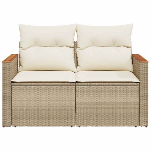 Canapé De Jardin Avec Coussins 2 Places Beige Résine Tressée