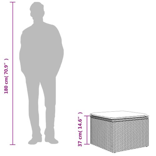 Tabouret De Jardin Avec Coussin Gris 55x55x37 Cm Résine Tressée