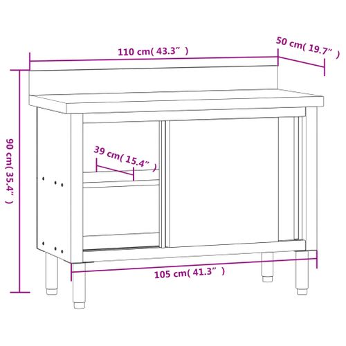 Table De Travail De Cuisine Avec Portes Coulissantes Inox