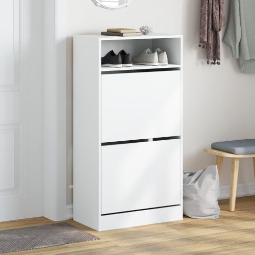 Armoire à Chaussures Blanc 60x34x116 Cm Bois Contreplaqué