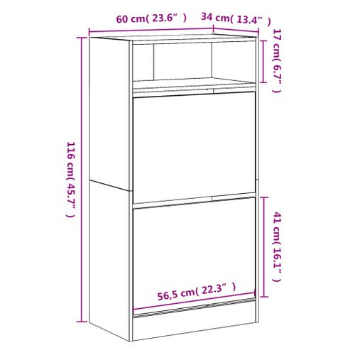 Armoire à Chaussures Blanc 60x34x116 Cm Bois Contreplaqué