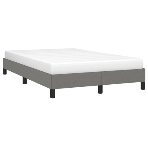 Cadre De Lit Sans Matelas 120x190 Cm Tissu Gris Foncé Bois Massif Et Contreplaqué