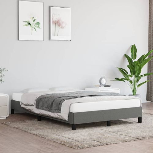 Cadre De Lit Sans Matelas 120x190 Cm Tissu Gris Foncé Bois Massif Et Contreplaqué