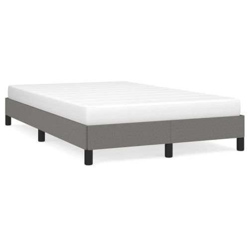 Cadre De Lit Sans Matelas 120x190 Cm Tissu Gris Foncé Bois Massif Et Contreplaqué