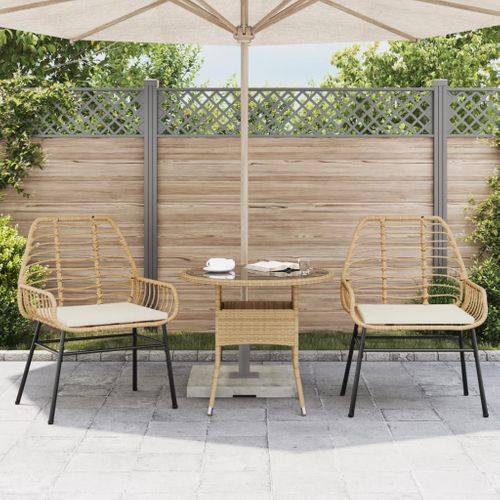 Chaises De Jardin Lot De 2 Et Coussins Marron Rotin