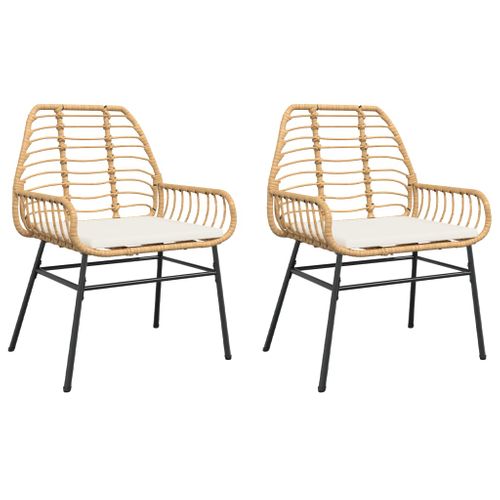 Chaises De Jardin Lot De 2 Et Coussins Marron Rotin