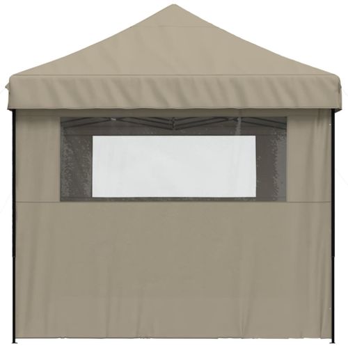 Tente De Réception Pliable Escamotable 3 Parois Latérales Taupe