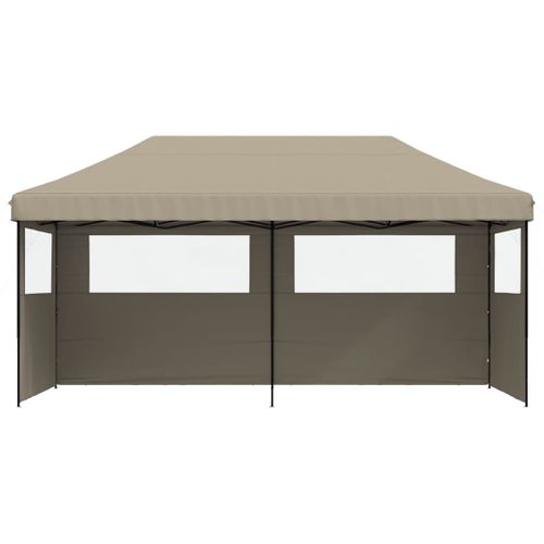 Tente De Réception Pliable Escamotable 3 Parois Latérales Taupe