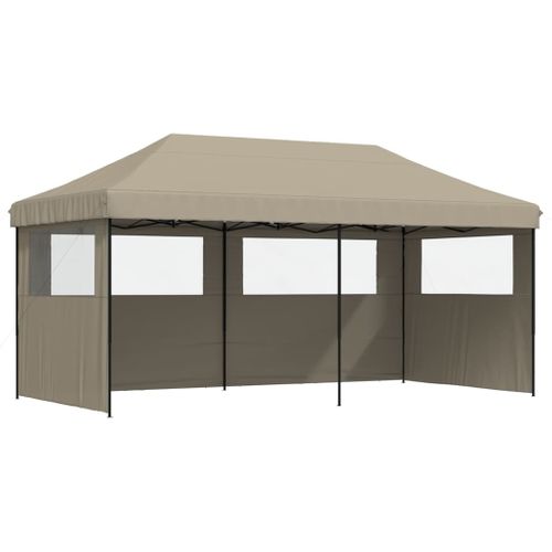 Tente De Réception Pliable Escamotable 3 Parois Latérales Taupe
