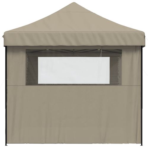 Tente De Réception Pliable Escamotable 3 Parois Latérales Taupe