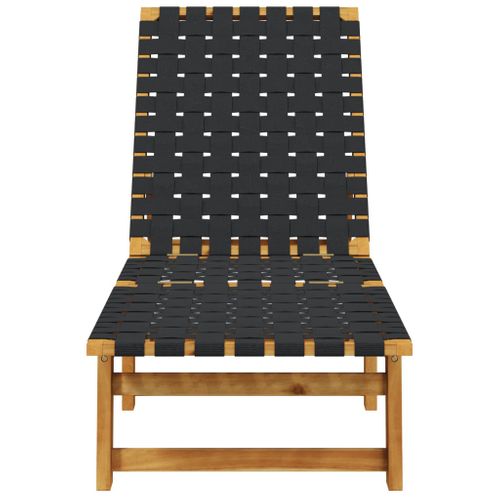 Chaises Longues Lot De 2 Noir Bois D'acacia Solide Et Tissu