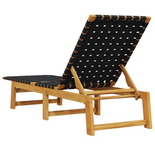 Chaises Longues Lot De 2 Noir Bois D'acacia Solide Et Tissu