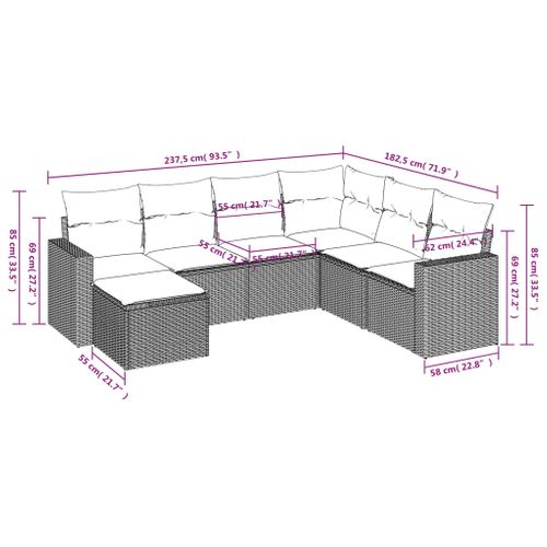 Salon De Jardin Avec Coussins 7 Pièces Beige Résine Tressée