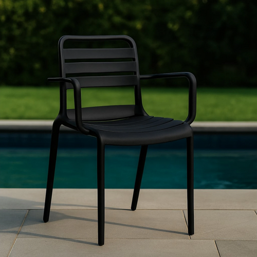 Chaise De Jardin Empilable Pp Noir Ambiance