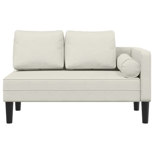 Chaise Longue Avec Coussins Crème Velours