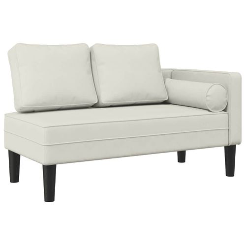 Chaise Longue Avec Coussins Crème Velours