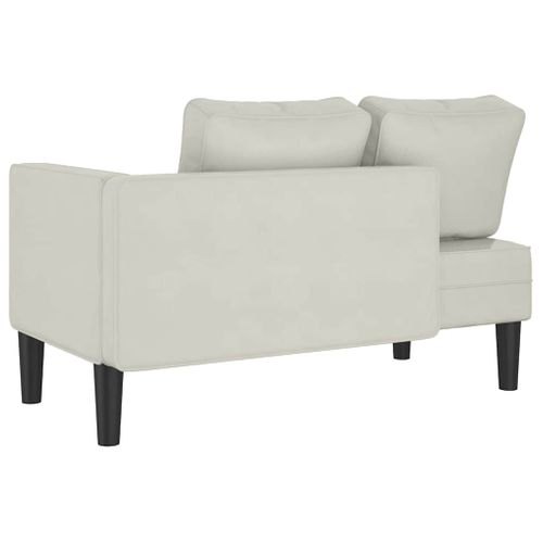 Chaise Longue Avec Coussins Crème Velours