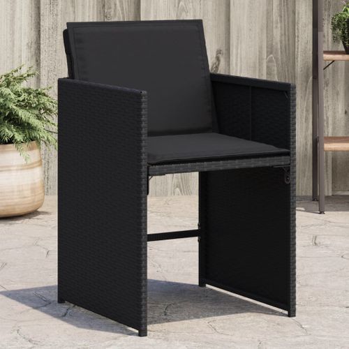Chaises De Jardin Lot De 4 Avec Coussins Noir Résine Tressée