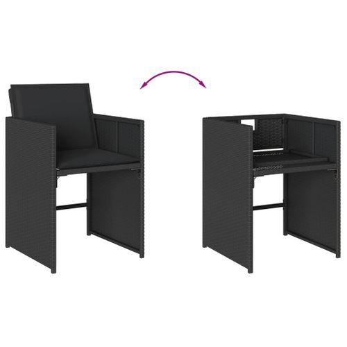 Chaises De Jardin Lot De 4 Avec Coussins Noir Résine Tressée