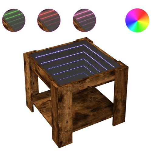 Table Basse Avec LED Chêne Fumé 53x53x45 Cm Bois D'ingénierie
