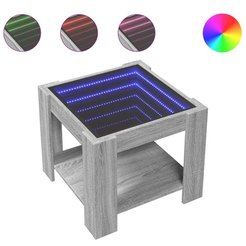 Table Basse Avec LED Sonoma Gris 53x53x45 Cm Bois D'ingénierie
