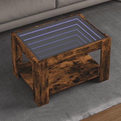Table Basse Avec LED Chêne Fumé 73x53x45 Cm Bois D'ingénierie