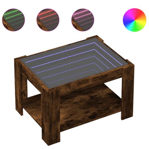 Table Basse Avec LED Chêne Fumé 73x53x45 Cm Bois D'ingénierie