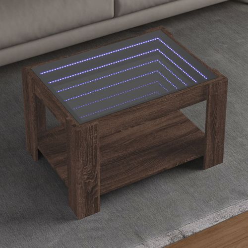 Table Basse Avec LED Chêne Marron 73x53x45 Cm Bois D'ingénierie
