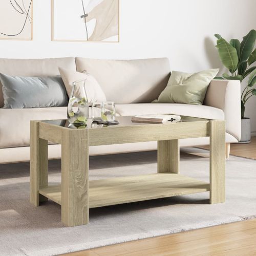 Table Basse Avec LED Chêne Sonoma 93x53x45 Cm Bois D'ingénierie