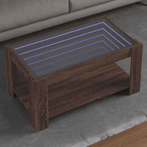 Table Basse Avec LED Chêne Marron 93x53x45 Cm Bois D'ingénierie
