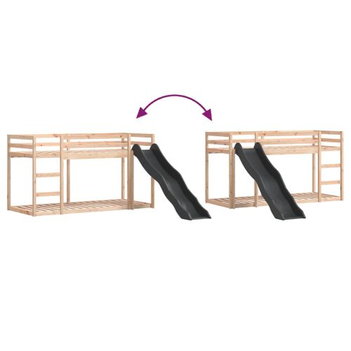 Lit Superposé Avec Toboggan Et Échelle Sans Matelas 90x190 Cm