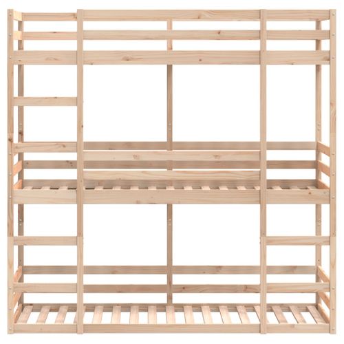 Lit Superposé Triple Sans Matelas 80x200 Cm Bois De Pin Massif