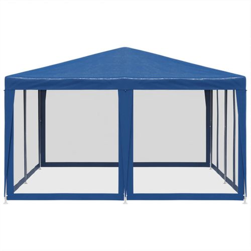 Tente De Fête Avec 8 Parois Latérales En Maille Bleu 4x4m Pehd